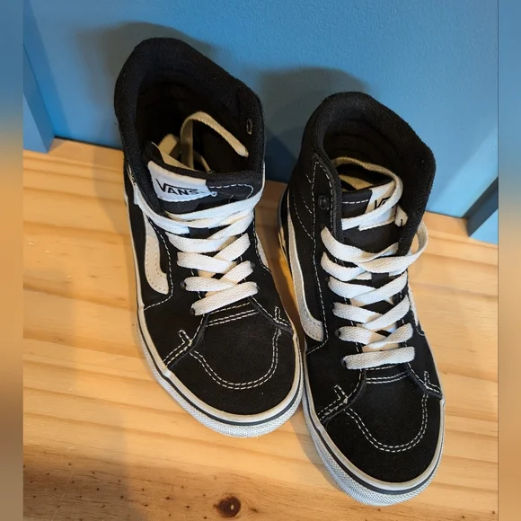 Vans Kids Black and White High-Top Sneakers - Picture 7 of 9